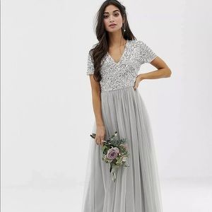 ASOS Maya V Neck Maxi Tulle Dress size 10 Petite